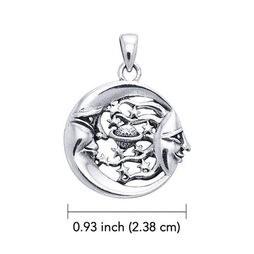 Moon Sun Stars And Planet 14K White Gold Pendant WTP3137 - Jewelry